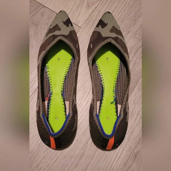Rothy's The Point Olive Camo Flats, Purple & Pink Insoles, Women's US 6 EU 36 - Picture 11 of 16